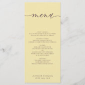 Midnight Fig & Champagne Script Wedding Dinner Menu (Voorkant)