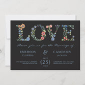 Midnight Floral LOVE Faire-part de mariage (Devant)