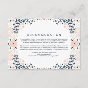 Midnight Floral Wedding Direction Card Informatiekaartje