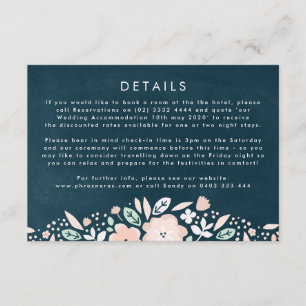 Midnight Floral Wedding Direction Informatiekaartje