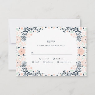  Midnight Floral Wedding RSVP-kaart RSVP Kaartje