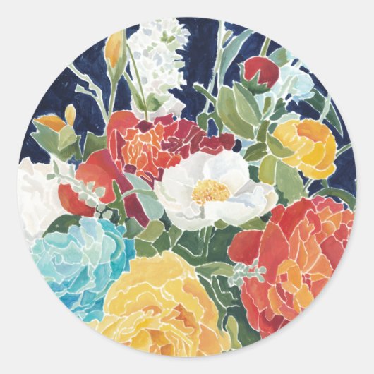 Midnight Florals I Ronde Sticker (Voorkant)