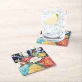 Midnight Florals I Vierkante Kartonnen Onderzetter (Insitu)