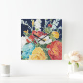 Midnight Florals I Vierkante Klok (Huis)