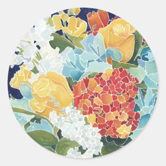 Midnight Florals II Ronde Sticker (Voorkant)