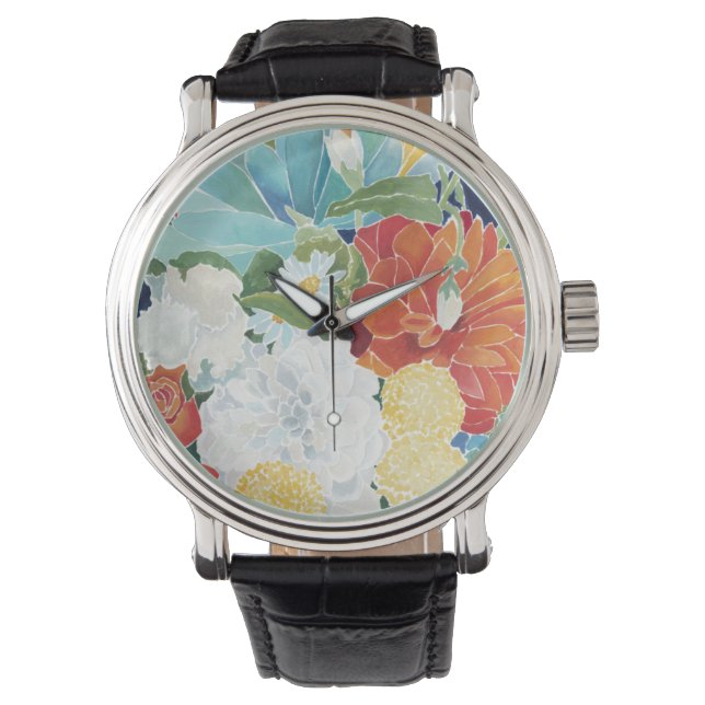 Midnight Florals III Horloge (Voorkant)