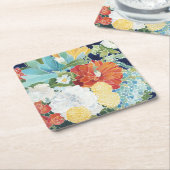 Midnight Florals III Vierkante Kartonnen Onderzetter (Schuin)