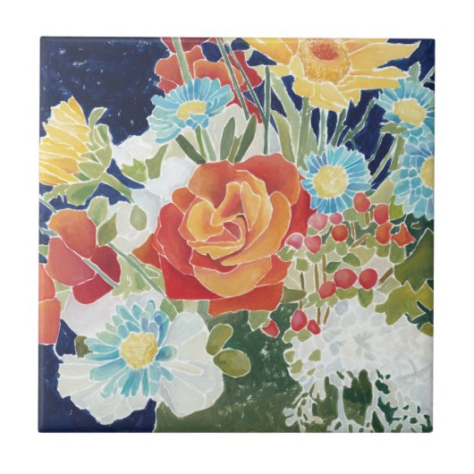 Midnight Florals IV Tegeltje (Voorkant)