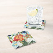 Midnight Florals IV Vierkante Kartonnen Onderzetter (Insitu)