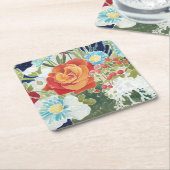 Midnight Florals IV Vierkante Kartonnen Onderzetter (Schuin)