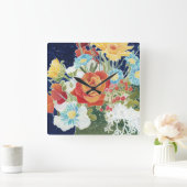 Midnight Florals IV Vierkante Klok (Huis)