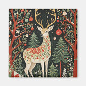 Midnight Forest Christmas Deer Magneet (Voorkant)