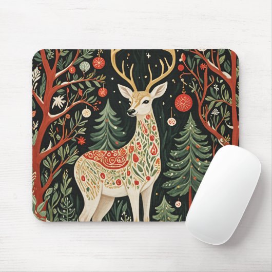 Midnight Forest Christmas Deer Muismat (Met muis)
