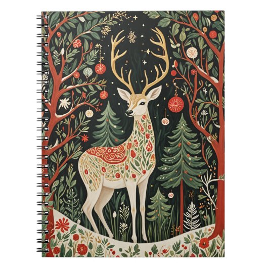 Midnight Forest Christmas Deer Notitieboek (Voorkant)