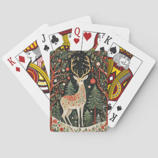 Midnight Forest Christmas Deer Pokerkaarten