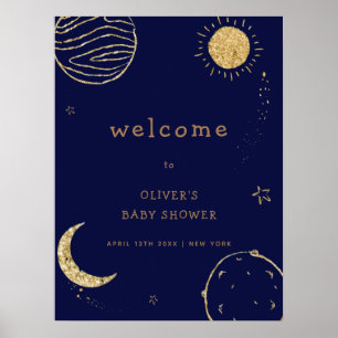 Midnight Galaxy Outer Space Baby shower Welkom Poster