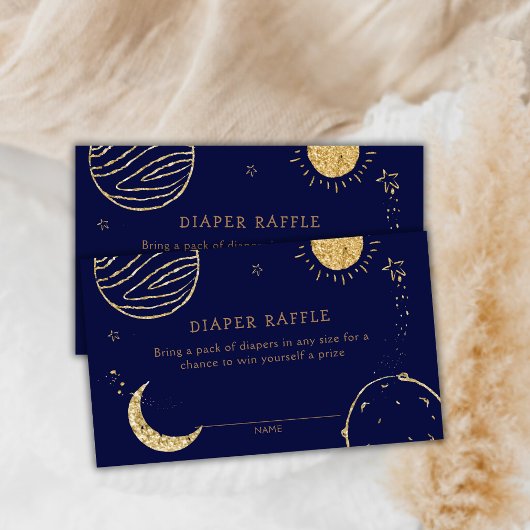 Midnight Galaxy Space Diaper Raffle Baby shower Informatiekaartje