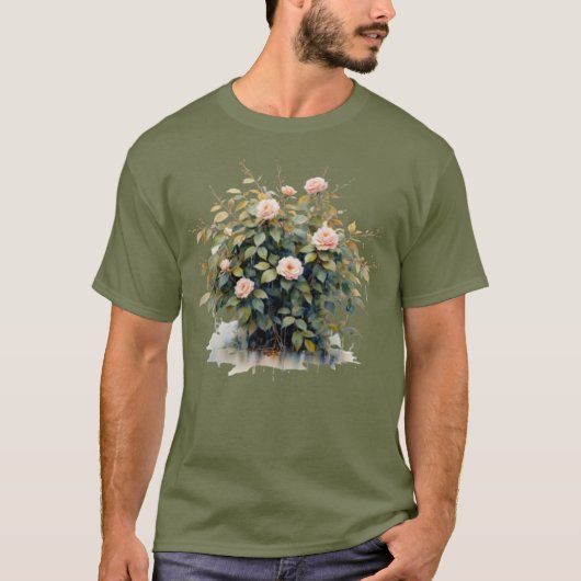 Midnight Garden: Abstract Watercolour Rose Bush  T-shirt (Voorkant)