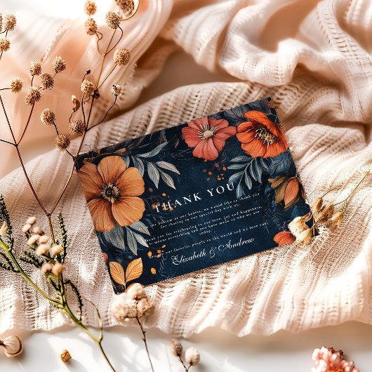 Midnight Garden Barokke bruiloft Bedankkaart