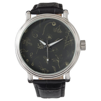 Midnight Garden Botanical Line Art Watch Horloge