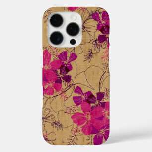 Midnight Garden Hawaiian Faux Wood Roze iPhone 16 Pro Hoesje