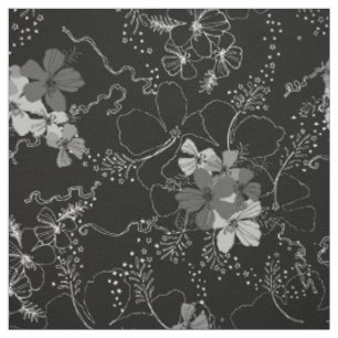 Midnight Garden Hawaiian Hibiscus Floral Stof