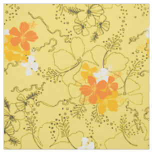 Midnight Garden Hawaiian Hibiscus Floral Stof