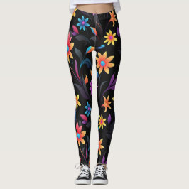 Midnight Garden: levendige bloemfantasie Leggings