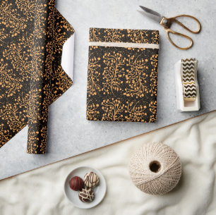 Midnight Garden Line Golden Amber Cadeaupapier
