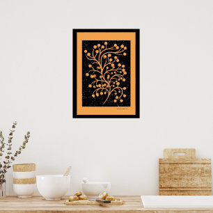 Midnight Garden Line Golden Amber Poster
