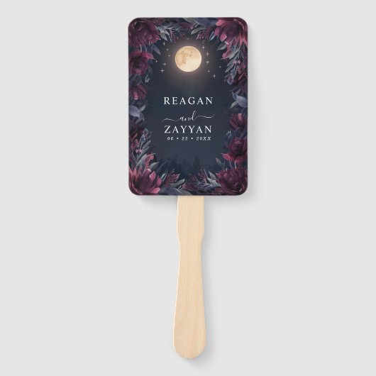 Midnight Garden Moon Wedding Programma Handwaaier (Voorkant)