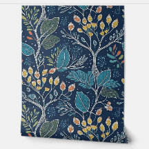 Midnight Garden Navy Botanical
