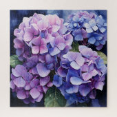 Midnight Garden Violet Hydrangea Waterverf Legpuzzel (Verticaal)