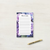 Midnight Garden Violet Hydrangea Waterverf Post-it® Notes (Op bureau)