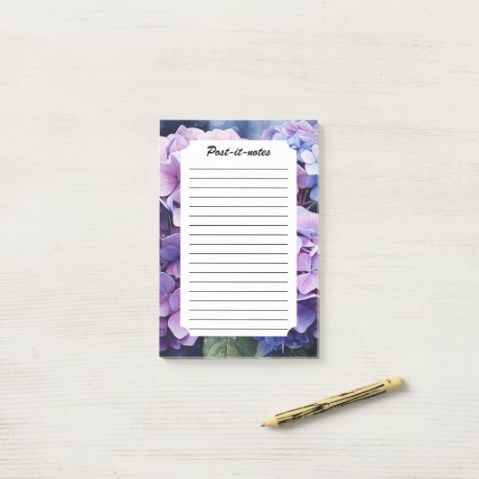 Midnight Garden Violet Hydrangea Waterverf Post-it® Notes (Op bureau)