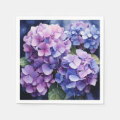 Midnight Garden Violet Hydrangea Waterverf Servet (Voorkant)