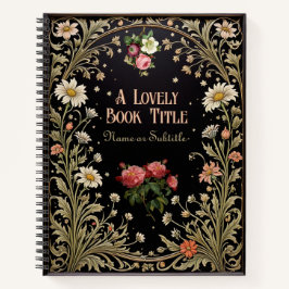 Midnight Garden Zwarte Vintage Bloemen Whimsigoth Notitieboek