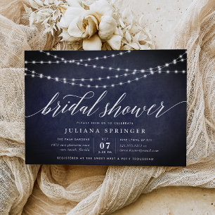 Midnight Garland Bridal Shower Invitation Kaart
