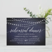 Midnight Garland Rehearsal Dinner Invitation Kaart (Staand voorkant)