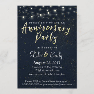 Midnight Glamour Jubileum Party Kaart