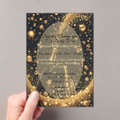 Midnight Gold Champagne Dreams New Year Bubbly Fun Acryl Uitnodigingen (Insitu (Draagbaar))