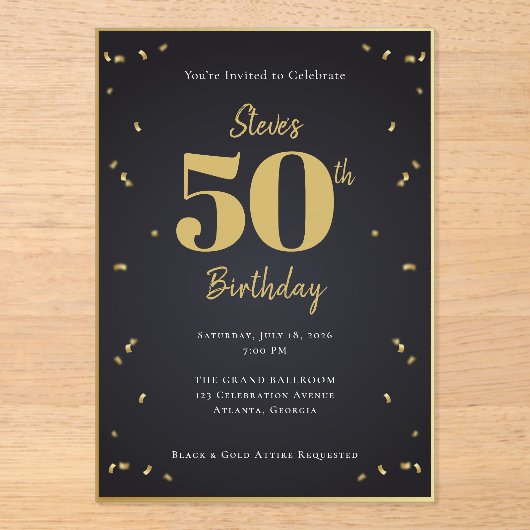 Midnight Gold Milestone Invitation (Recto)