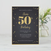 Midnight Gold Milestone Invitation Kaart (Staand voorkant)