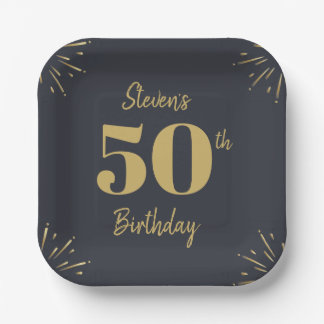 Midnight Gold Milestone Paper Plates Papieren Bordje