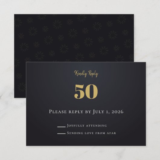 Midnight Gold Milestone RSVP Cards (Devant / Derrière)
