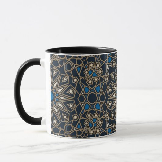 Midnight & Gold Royal Islamic Geometric Mosaic Mug (Gauche)