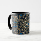Midnight & Gold Royal Islamic Geometric Mosaic Mug (Devant gauche)