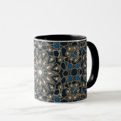 Midnight & Gold Royal Islamic Geometric Mosaic Mug (Devant droit)