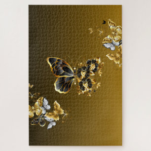 Midnight Gold Vlinder – Botanische Gloed Legpuzzel