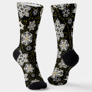 Midnight Golden Snowflakes Glam Sokken